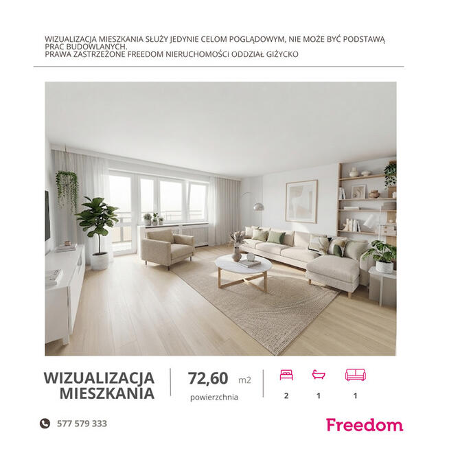 3-pokojowe mieszkanie 72,6 m² | ul. Konarskiego