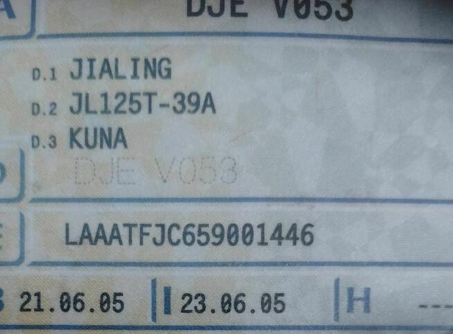 Motocykl 125cc Jialing Kuna
