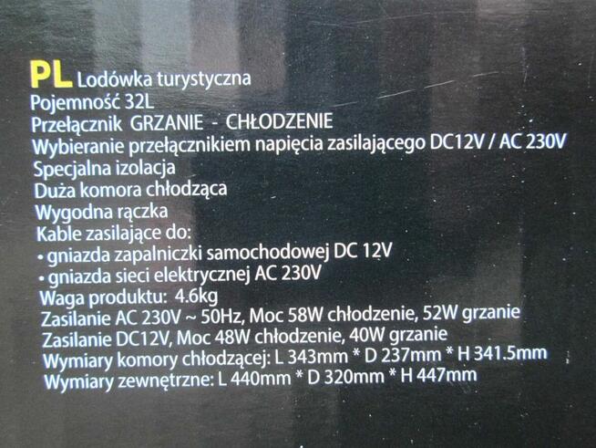 Lodówka turystyczna CAMRY 32L NOWA, zasilanie AC 230V, DC12V