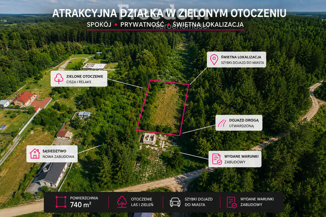 Działka budowlana 740m² z warunkami zabudowy