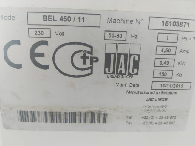Krajalnica do chleba JAC DURO BEL 450/11,piekarnia, sklep.