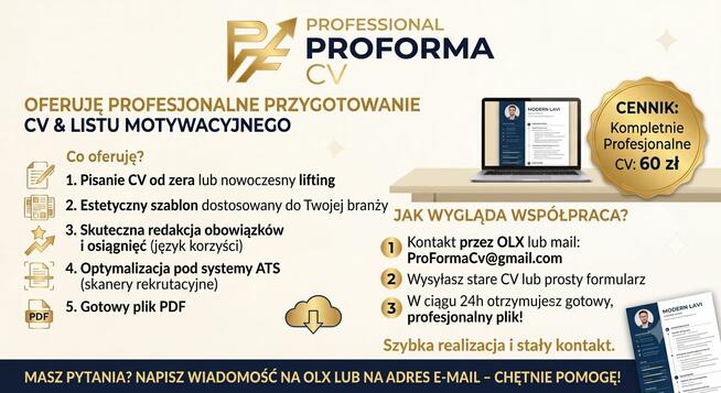 Napiszę profesjonalne CV / List motywacyjny / Poprawię CV