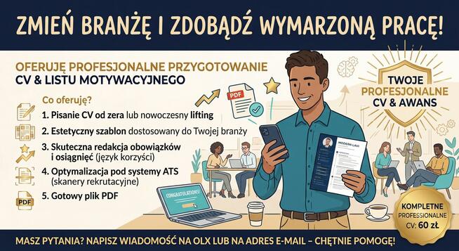 Napiszę profesjonalne CV / List motywacyjny / Poprawię CV