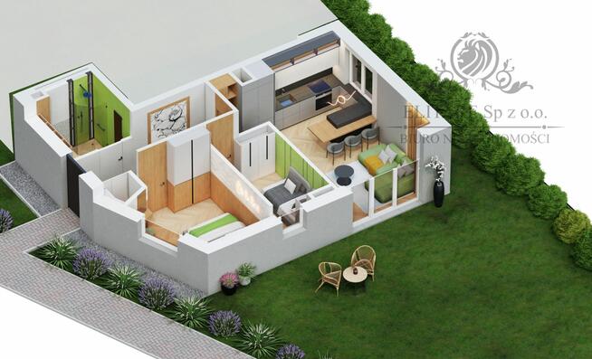 Krzyki/Klecina - Piękne mieszkanie 49,68m2 3pok. z ogordem o pow.100m2