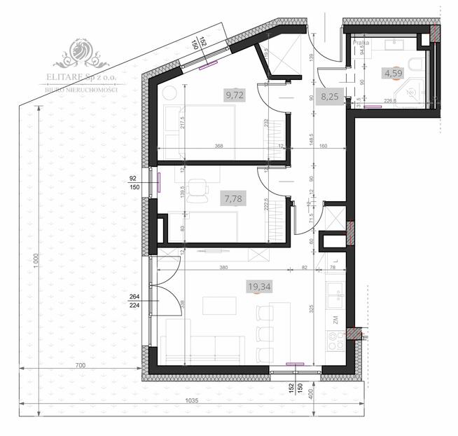 Krzyki/Klecina - Piękne mieszkanie 49,68m2 3pok. z ogordem o pow.100m2