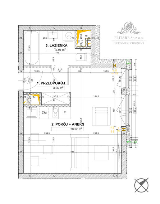 Apartament 1 pok. 29,33m2 ogrzewanie miejskie /obok Sky Tower