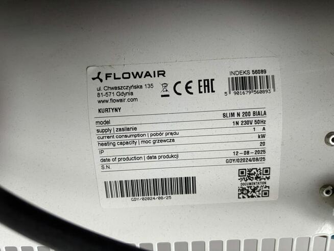 Kurtyna drzwiowa Flowair Slim n-200 zimna 2 metry