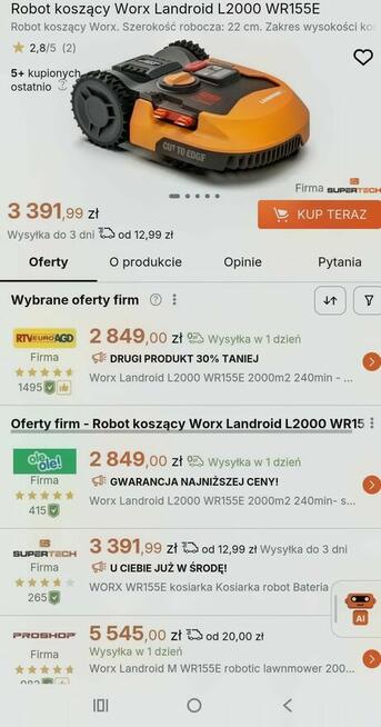 Robot koszący WORX