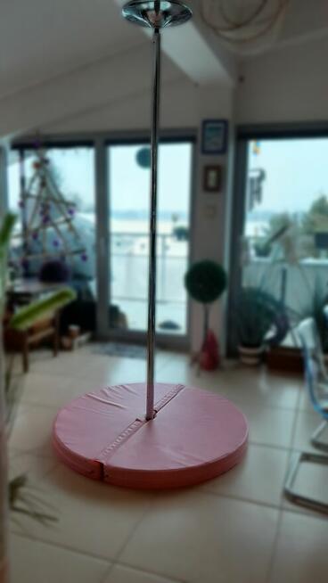M-pole dance rura statyczno obrotowa chrom 45 materac 120/10