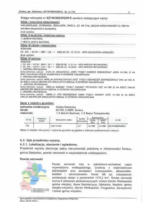 Syndyk sprzeda Nieruchomość rolną w Świecy