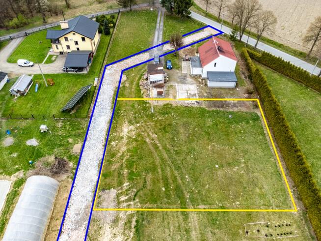 Działka 1037 m2 Jarząbkowice gm. Pawłowice - media, udział w drodze