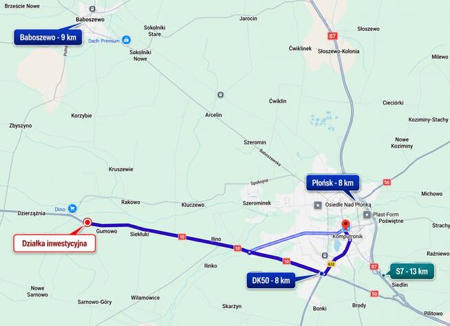 Działka inwestycyjna przy DK10 z WZ i strefą 1SH