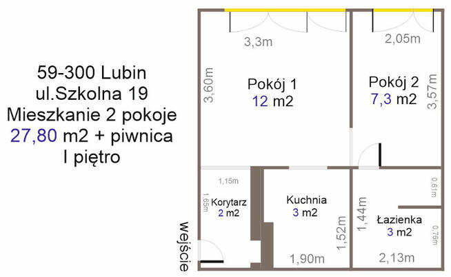 Mieszkanie Lubin 2 pokoje, 28m, 1 piętro, osiedle Staszica B