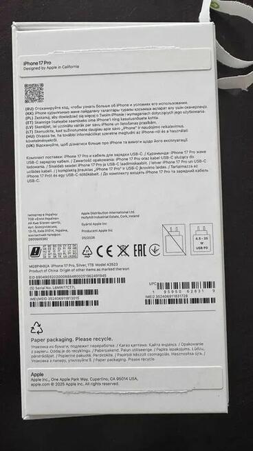 Iphone 17 PRO 1GB telefon nowy nieużywany