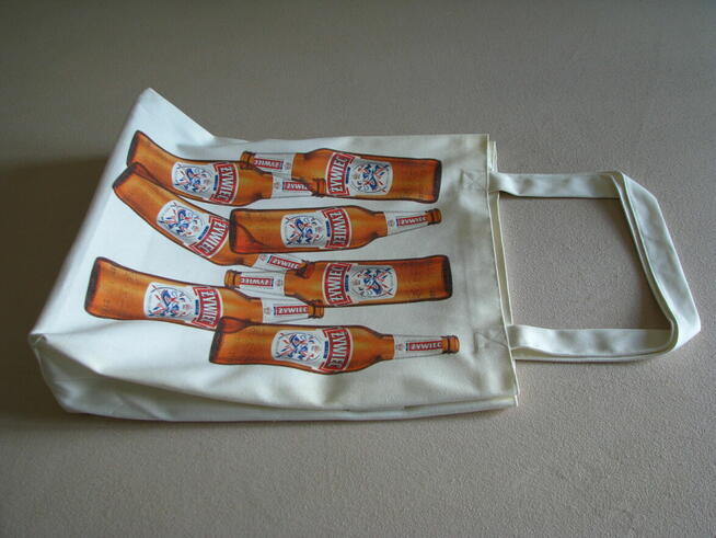 Duża bawełniana torba plażowa, piknikowa Żywiec typu shopper