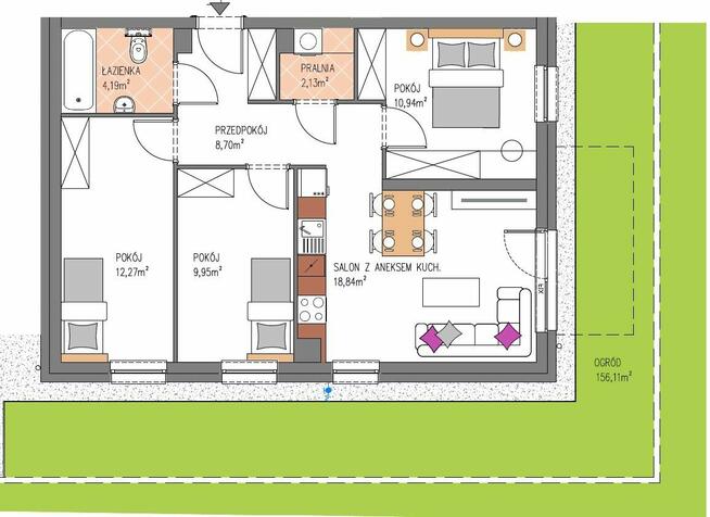 Nowe 4 pok. | ogród 156m | pralnia | 2x parking, komórka PKP