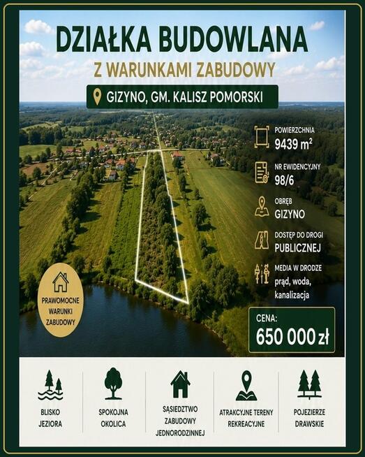 Działka Giżyno gm. Kalisz Pomorski