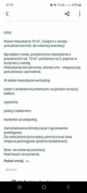 Sprzedam mieszkanie 72m.