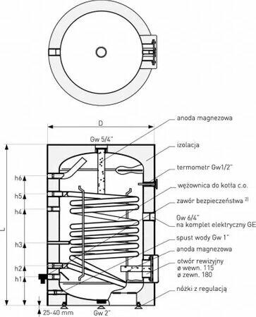 Galmet boiler wymiennik zasobnik CWU 200 l z wężownicą