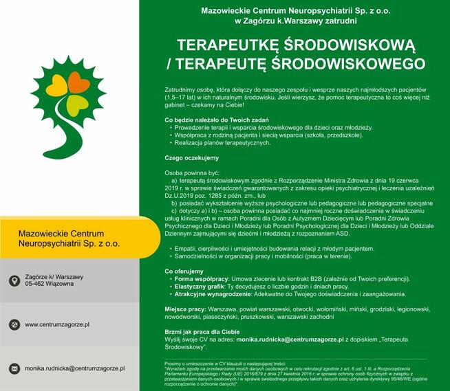 Terapeutkę zajęciową / Terapeutę zajęciowego
