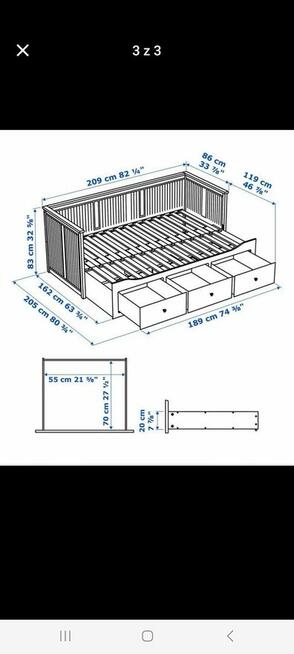 Łóżko rozkładane Hemnes plus szafa 2 drzwiowa Brimnes Ikea.