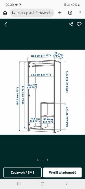 Łóżko rozkładane Hemnes plus szafa 2 drzwiowa Brimnes Ikea.