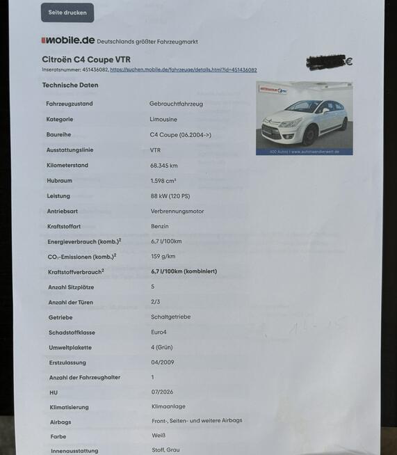 Citroen C4 Oryginalny lakier/Zaledwie 68 tyś.KM !!Doskonały stan/Wszystko sprawne