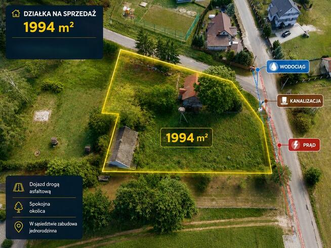 Janowicze * Uzbrojona piękna działka przy asfalcie * 1994m2