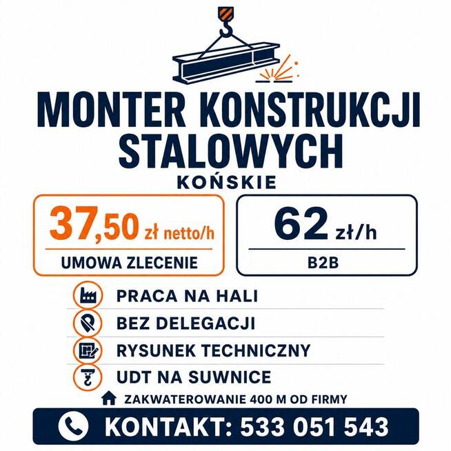 MONTER KONSTRUKCJI STALOWYCH – PRACA W KOŃSKICH