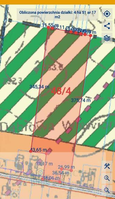 Działka rolna 4,51 ha | Wiewiórów | Klasa III i IV
