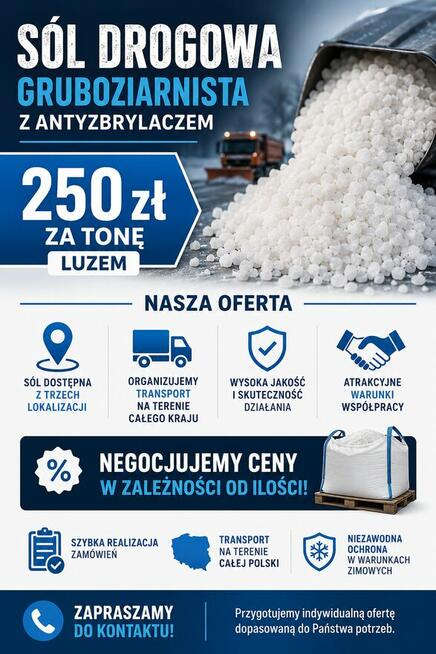 Sól drogowa z antyzbrylaczem gruboziarnista luzem workowana