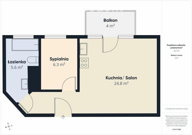 2 pokoje, balkon, niskie opłaty, Kokoszki