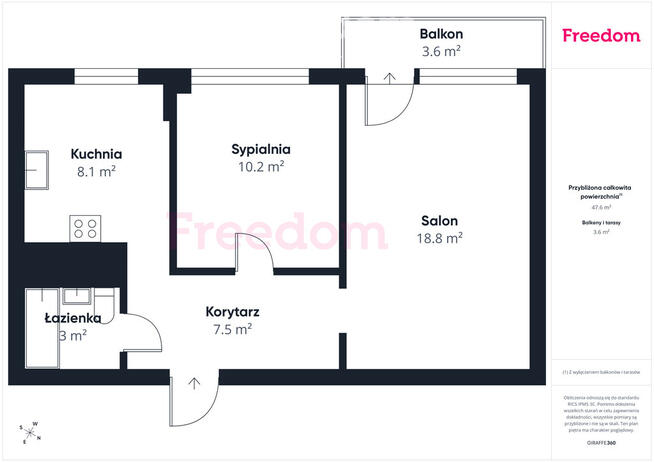 Mieszkanie 47 m² z balkonem | Zawada Elbląg