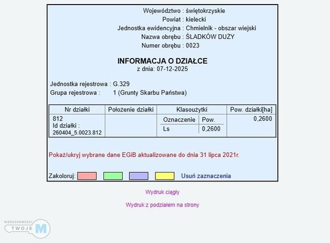 Działka rolna Śladków Duży Śladków Duży