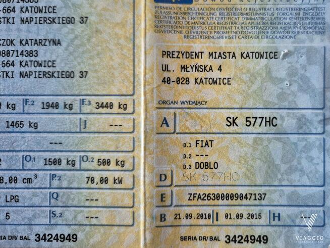 Fiat Doblo 95km HAK klima CZUJNIKI serwis BEZWYPADEK 2011