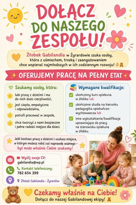 Żłobek Żyrardów praca - Opiekunka
