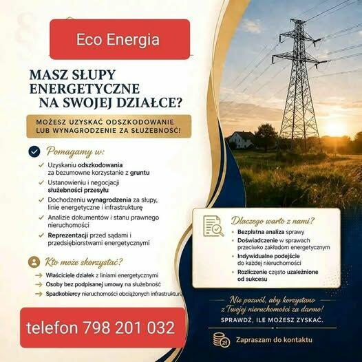 Współpracuj i zarabiaj na odszkodowaniach za słupy energetyc
