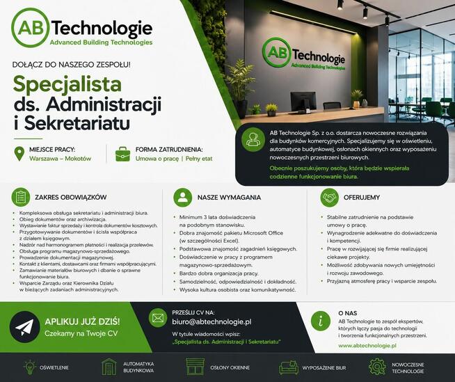 Specjalista ds. Administracji i Sekretariatu