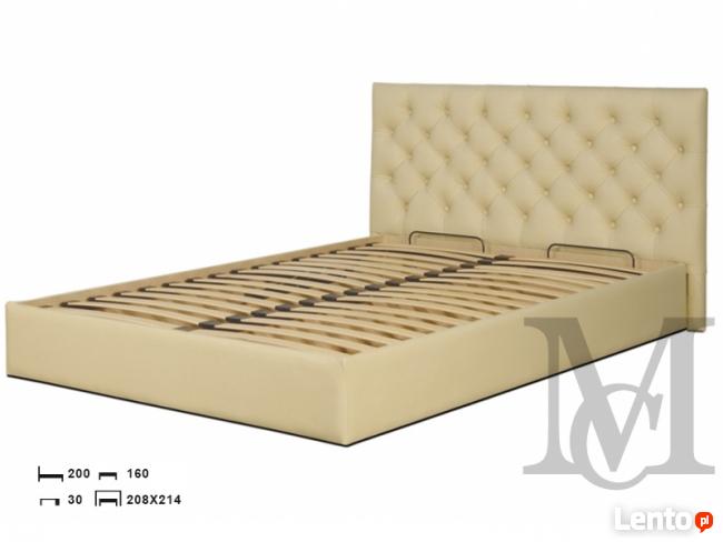Łóżko Simple Chesterfield - 100% skóra naturalna