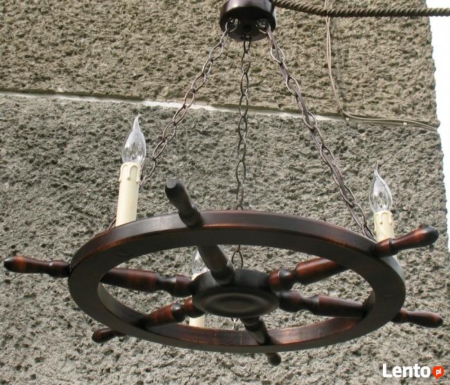 Lampa wisząca ze świeczkami koło sterowe