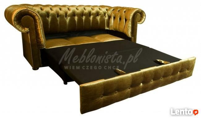 Srebrna/Złota Sofa Chesterfield York głęboko pikowana styl