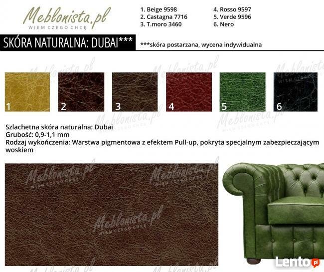 Narożnik Chesterfield March skóra naturalna sprężyny bonell