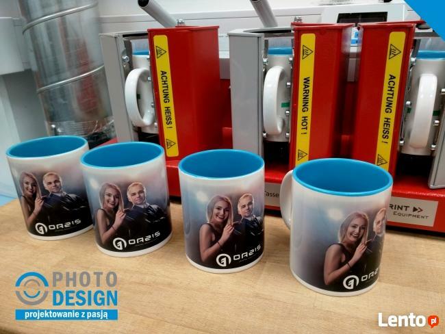 Foto kubki, kubki reklamowe z grafika tekstem i zdjeciem