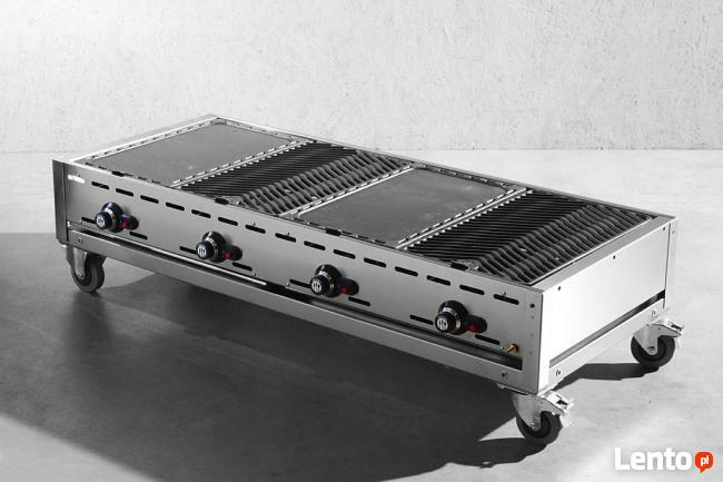 Profesjonalny grill gazowy 4 palnikowy półka + koła Hendi