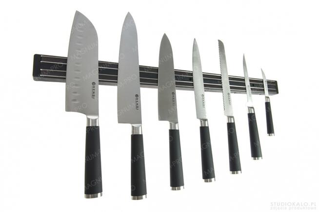 Magnetyczna listwa na noże 60 cm + 6 haczyków Hendi