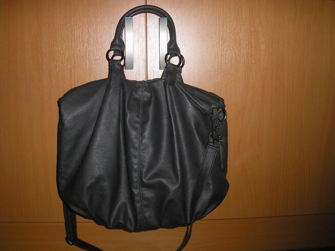 duża ciemnostalowa torba A4 Sinsay