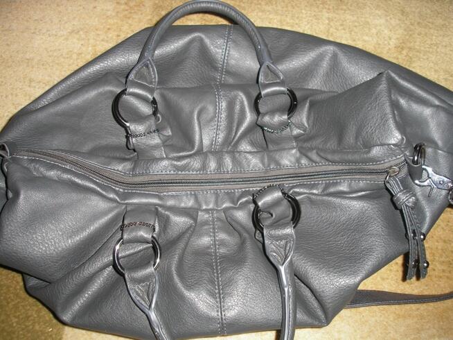 duża ciemnostalowa torba A4 Sinsay