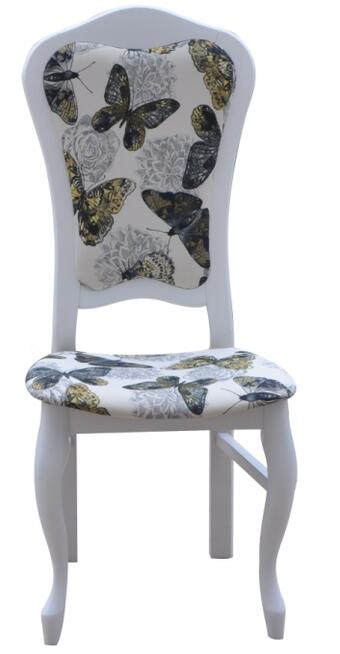 Piękne białe krzesło w motyle! Okazja. Szykowne i eleganckie