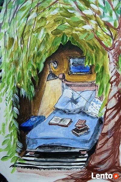 Akryl na płótnie, obraz "KOT SYPIALNIANY" artystki A. Laube