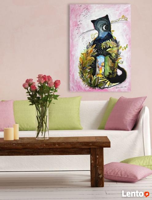 Akryl na płótnie, obraz "KOT JESIENNY" artystki A.Laube